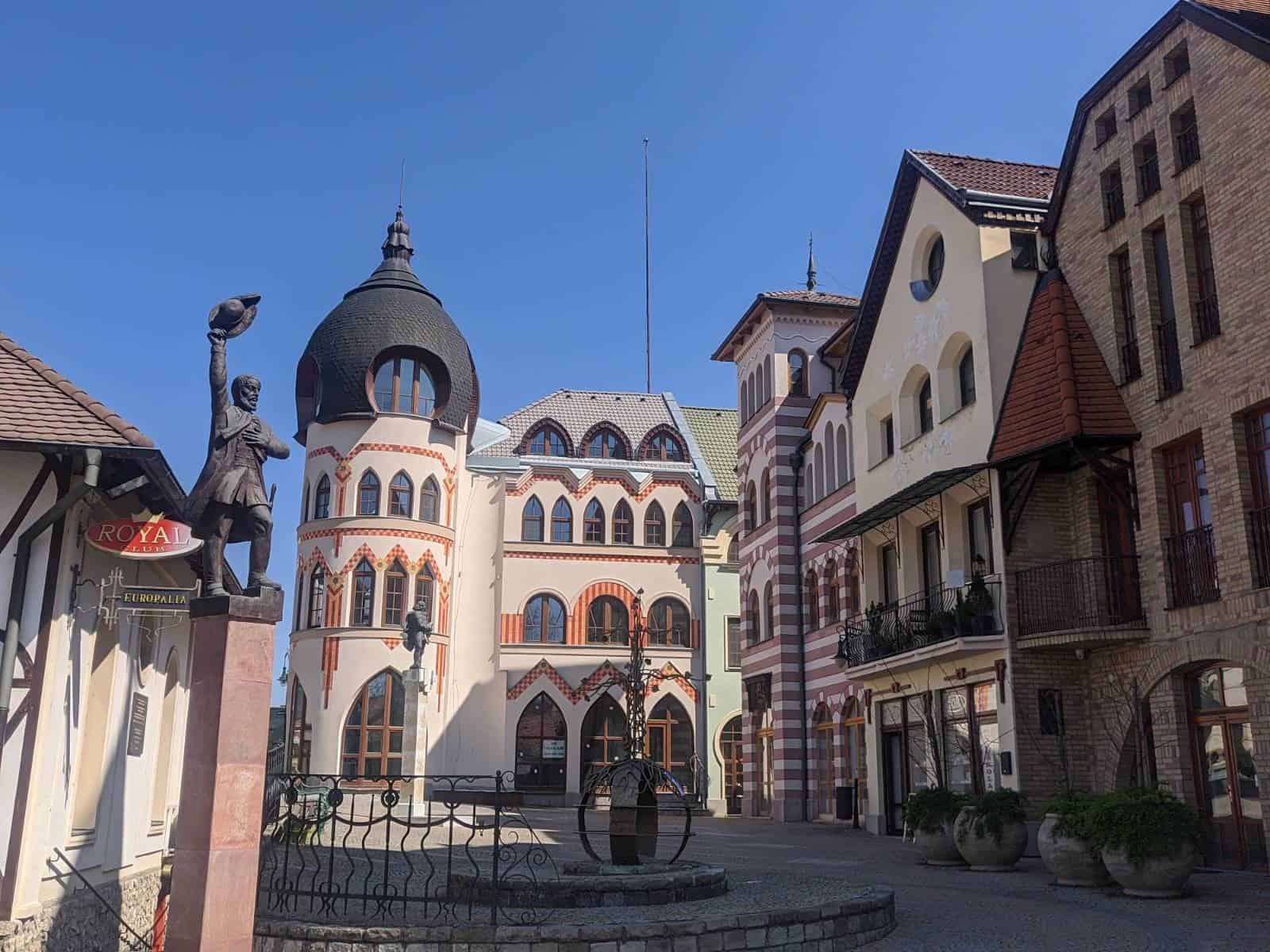 Komárno’s Courtyard of Europe, still under construction. A heartfelt blend of European architectural styles making up a square in the centre of town