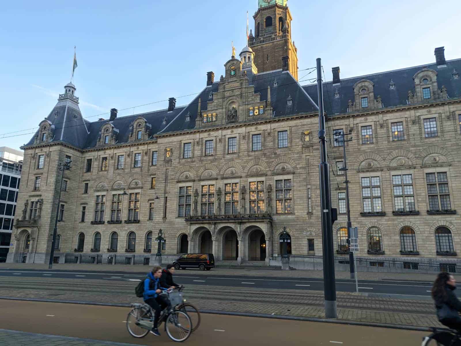 Stadhuis (city hall), Rotterdam… and, of course, cyclists